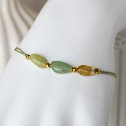 Golden Sage – Armband mit Serpentin, Aventurin & Citrin