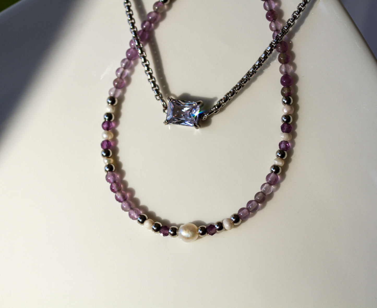 Amethyst Crystal Layering – Schmuckset