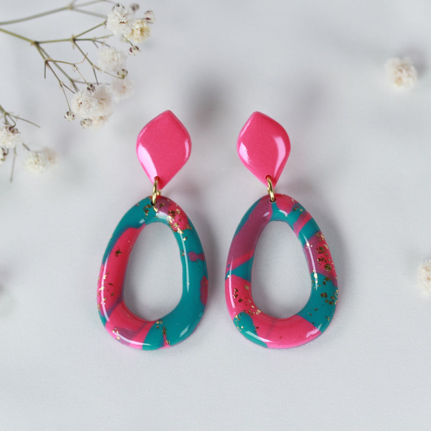 Pink Teal Pop - Statement Ohrringe