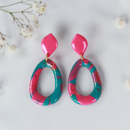 Pink Teal Pop - Statement Ohrringe