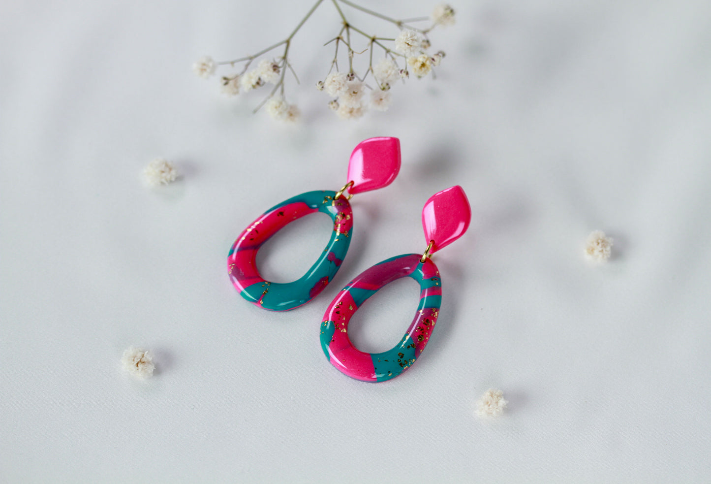 Pink Teal Pop - Statement Ohrringe