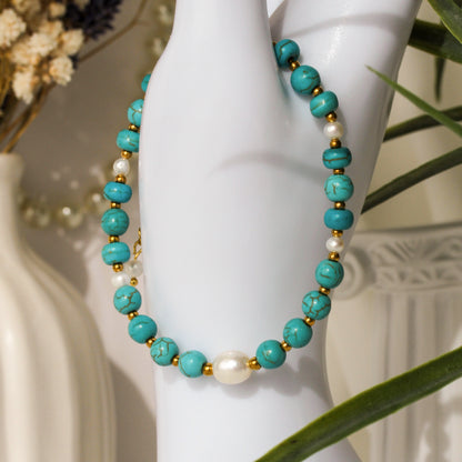 Leucothea Pearl – Türkises Armband mit Süßwasserperle
