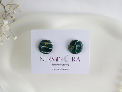 Grüne natursteininspirierte Statement Ohrringe – Kollektion Aureleaf | Handgemacht
