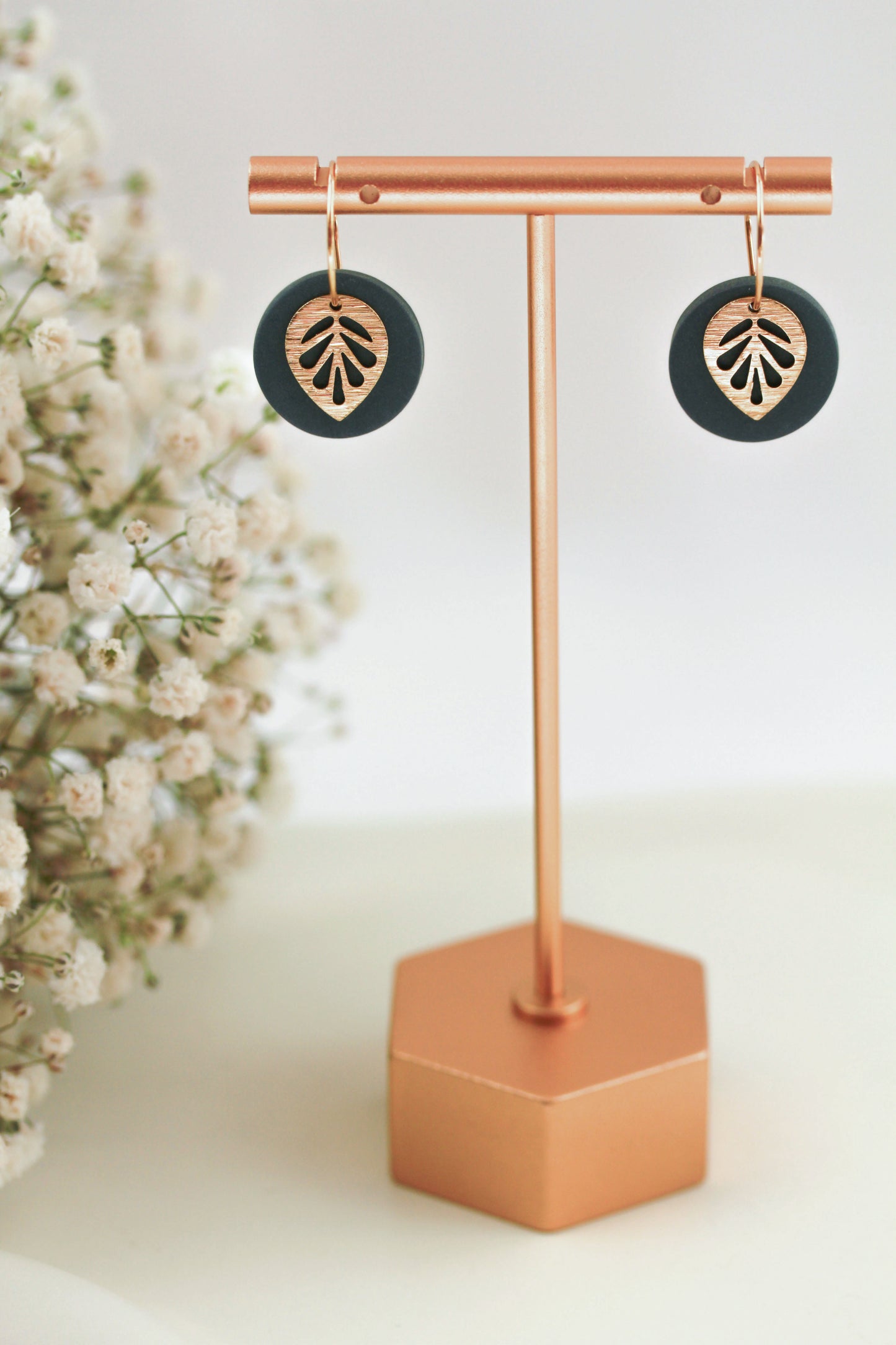 Polymer Clay Ohrringe mit Goldblatt – Statement Ohrringe | Kollektion Marlen