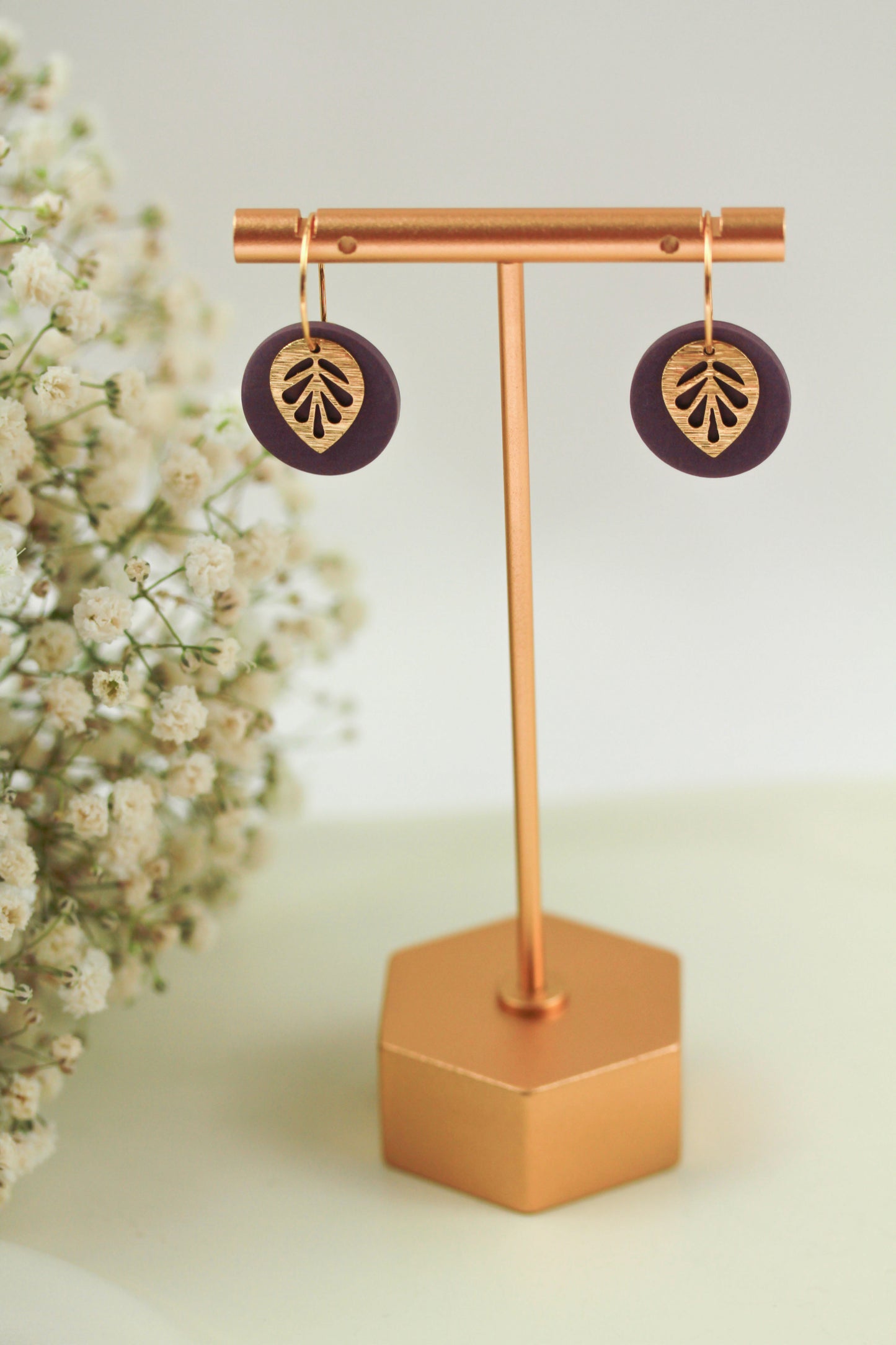 Polymer Clay Ohrringe mit Goldblatt – Statement Ohrringe | Kollektion Marlen