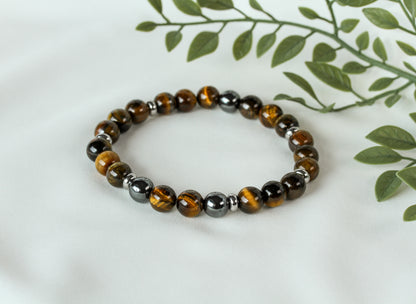 Golden Shadow – Herrenarmband aus Tigerauge und Hämatit