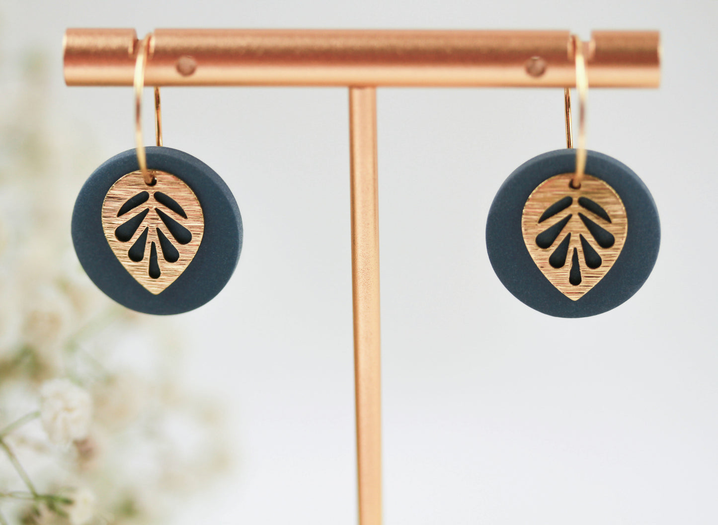 Polymer Clay Ohrringe mit Goldblatt – Statement Ohrringe | Kollektion Marlen