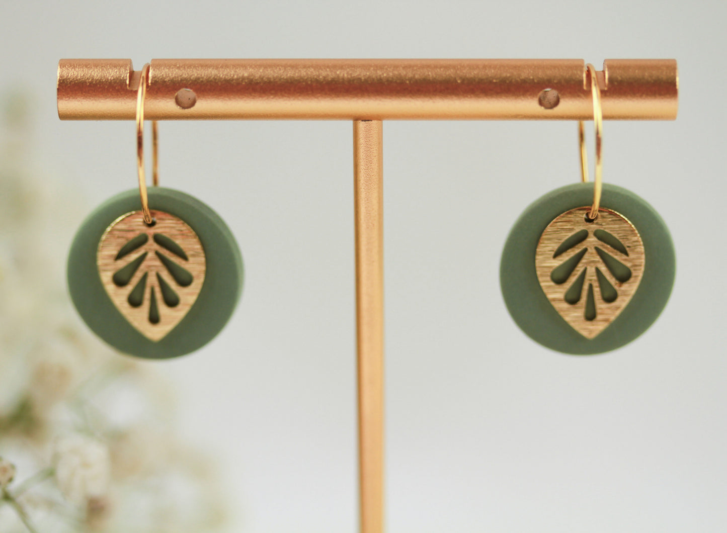 Polymer Clay Ohrringe mit Goldblatt – Statement Ohrringe | Kollektion Marlen