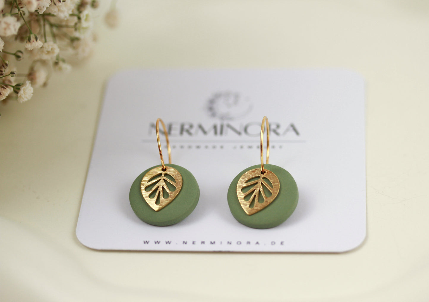 Polymer Clay Ohrringe mit Goldblatt – Statement Ohrringe | Kollektion Marlen