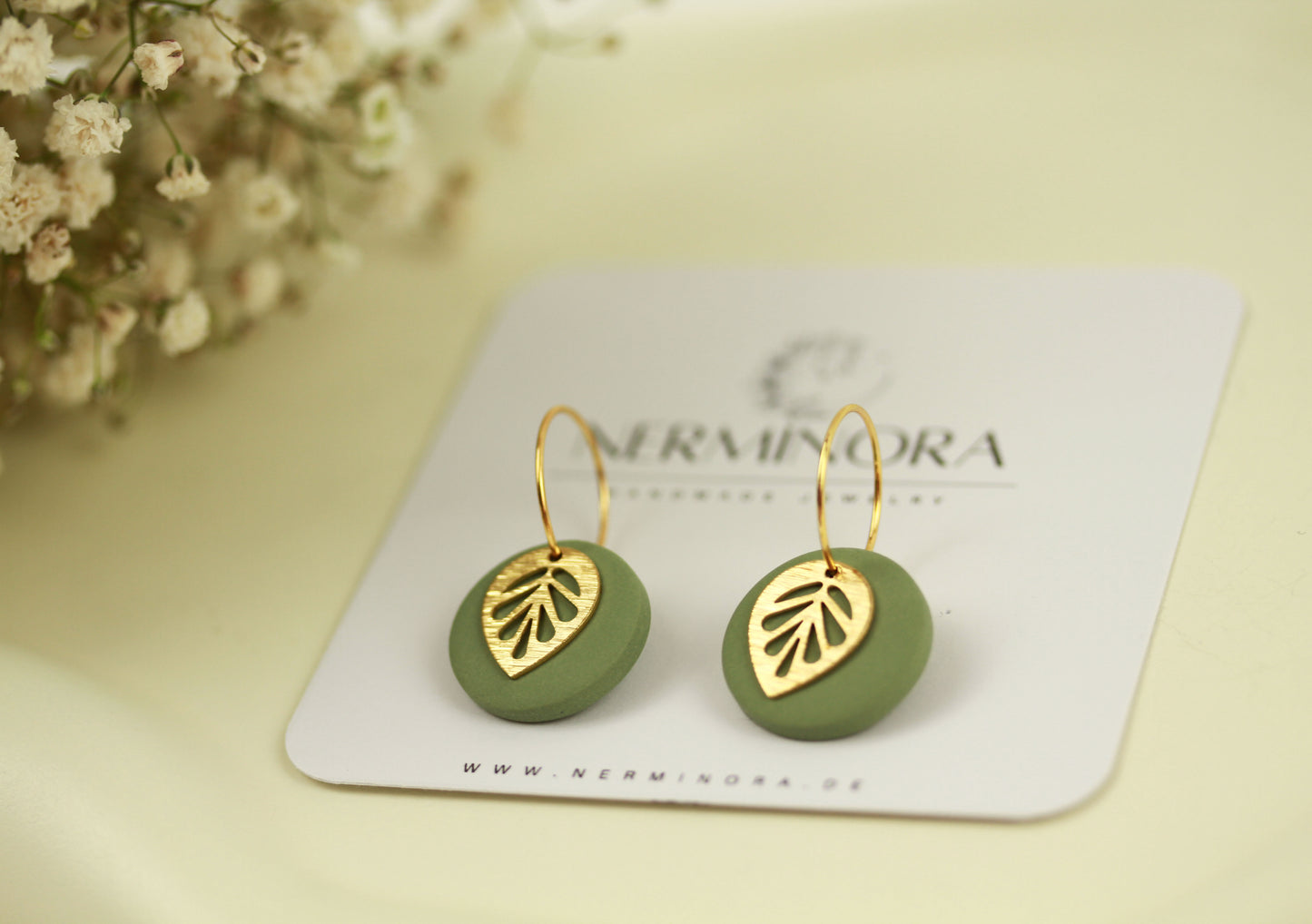 Polymer Clay Ohrringe mit Goldblatt – Statement Ohrringe | Kollektion Marlen