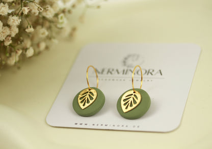 Polymer Clay Ohrringe mit Goldblatt – Statement Ohrringe | Kollektion Marlen