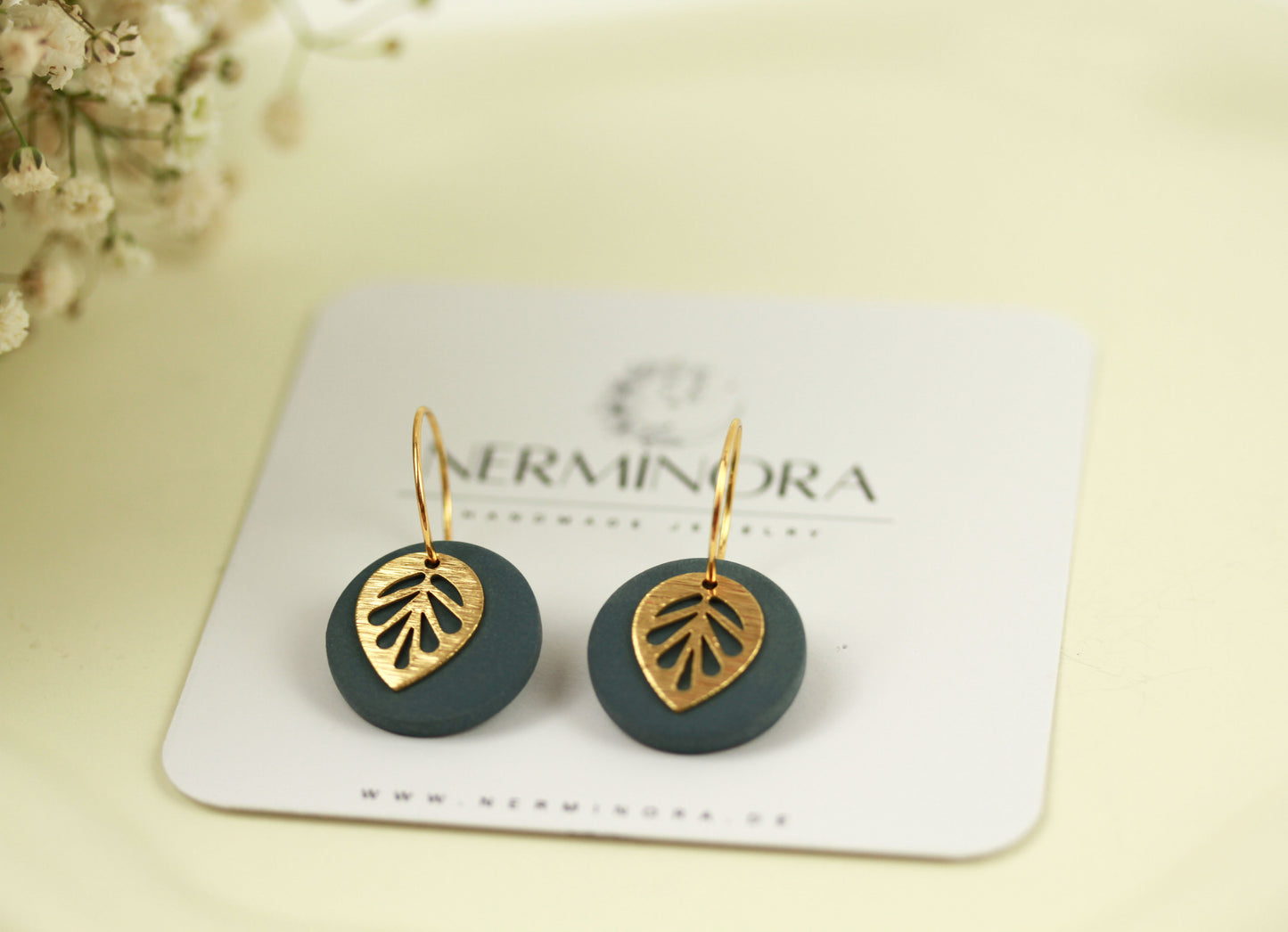 Polymer Clay Ohrringe mit Goldblatt – Statement Ohrringe | Kollektion Marlen