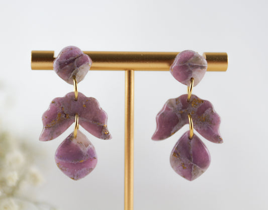 Rosa natursteininspirierte Polymer Clay Ohrringe