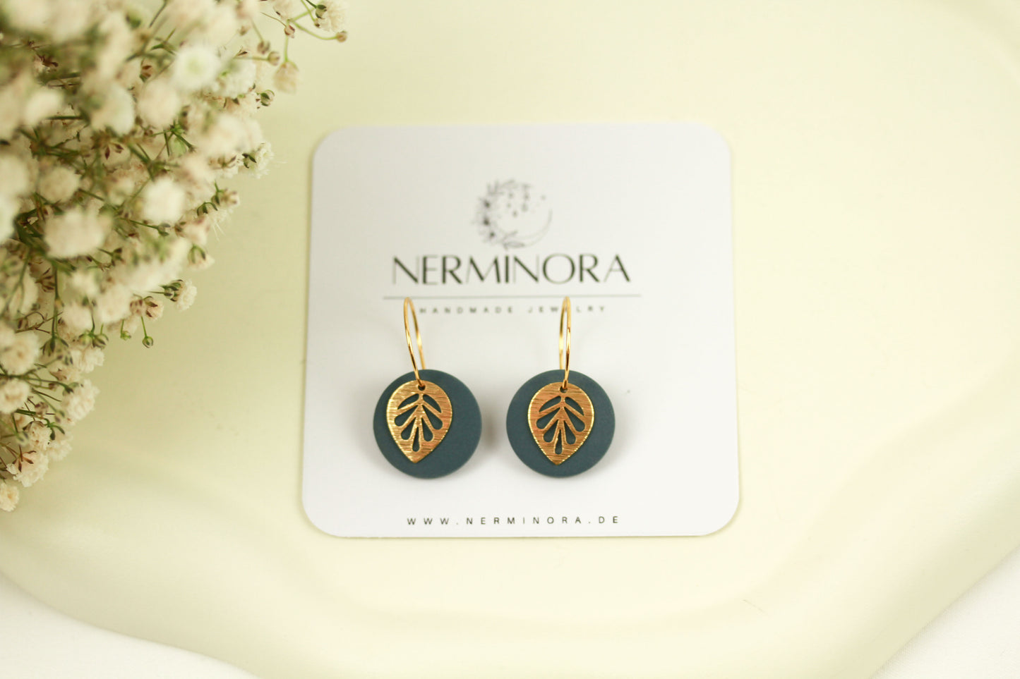 Polymer Clay Ohrringe mit Goldblatt – Statement Ohrringe | Kollektion Marlen