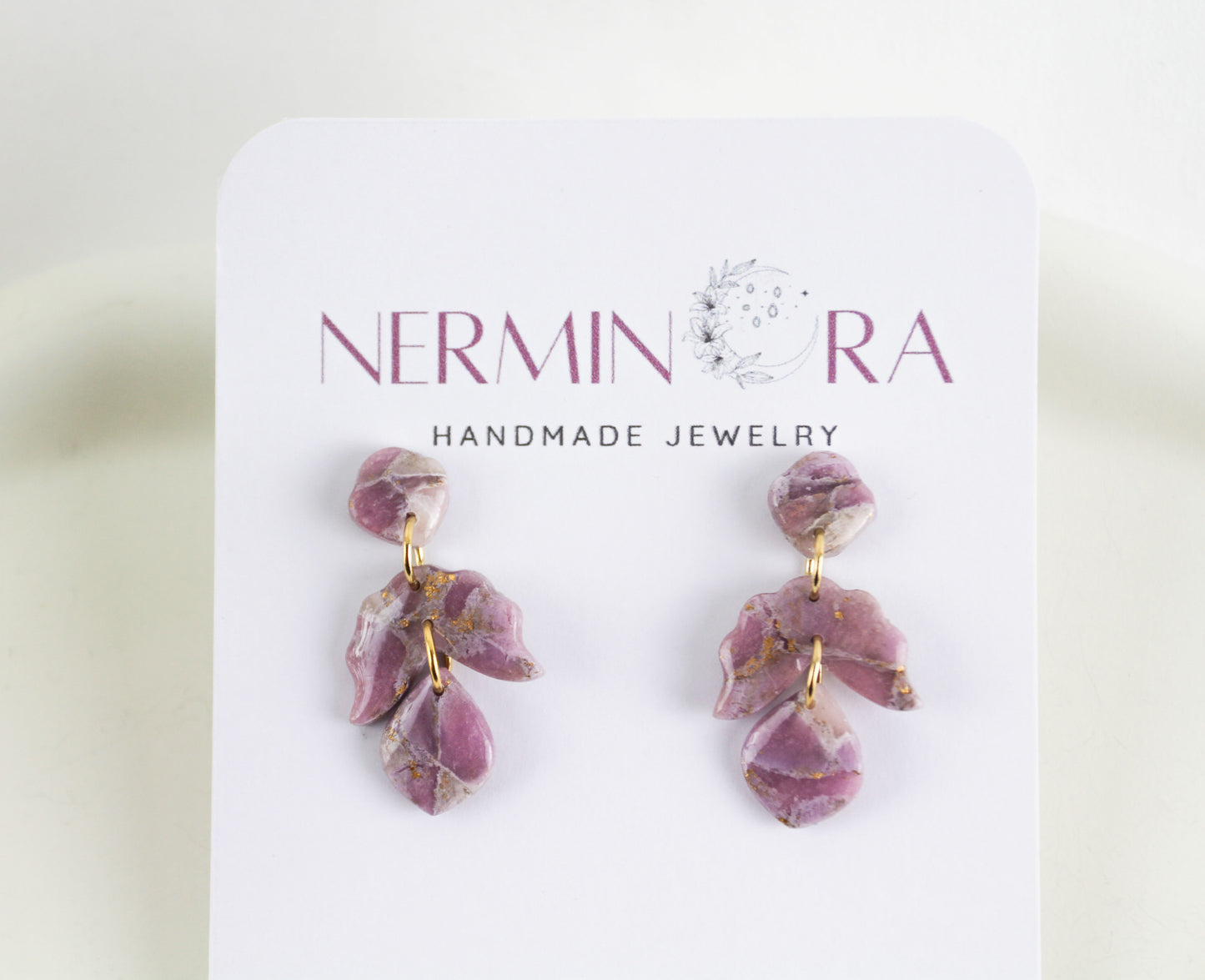 Rosa natursteininspirierte Polymer Clay Ohrringe
