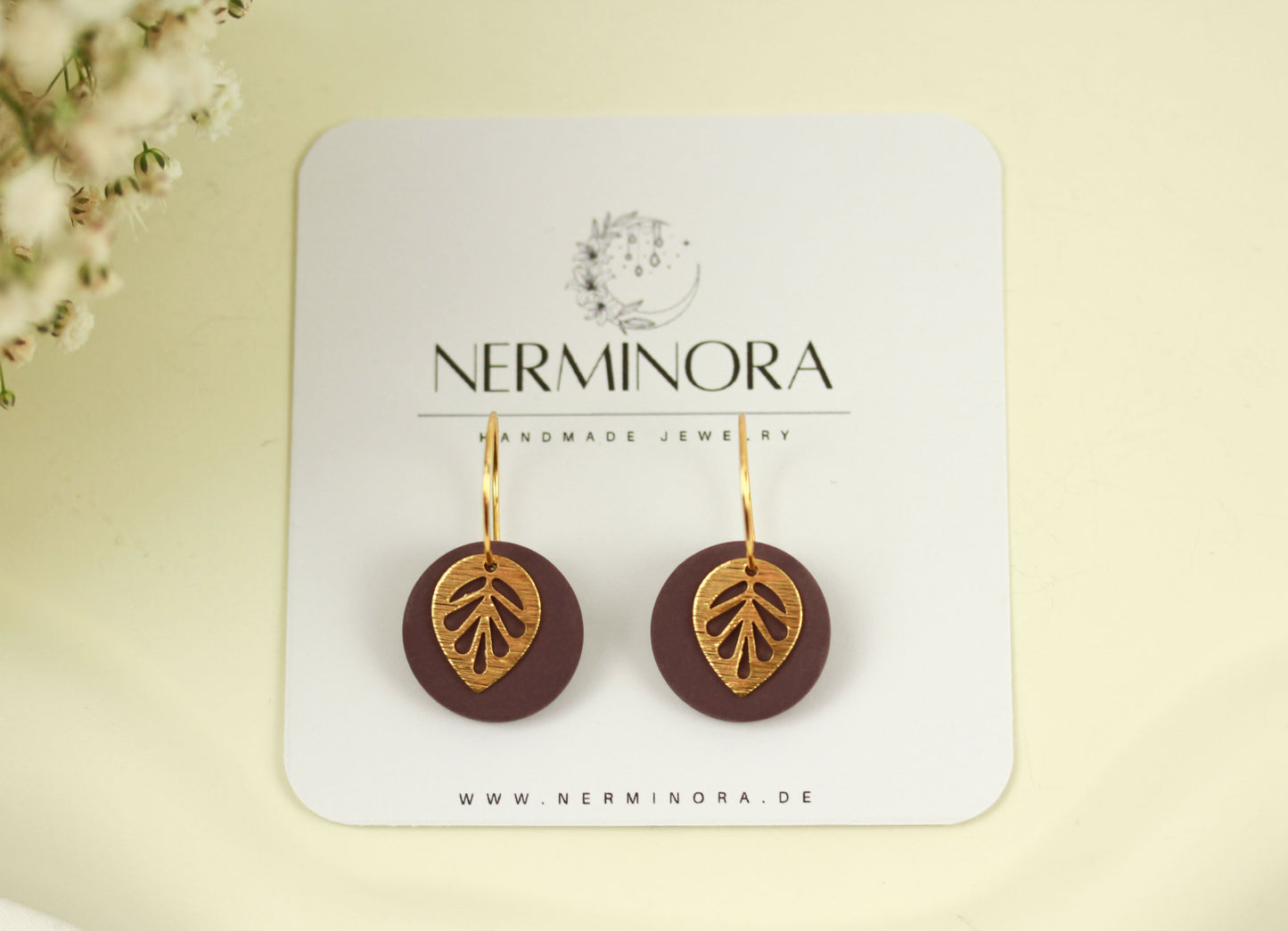 Polymer Clay Ohrringe mit Goldblatt – Statement Ohrringe | Kollektion Marlen