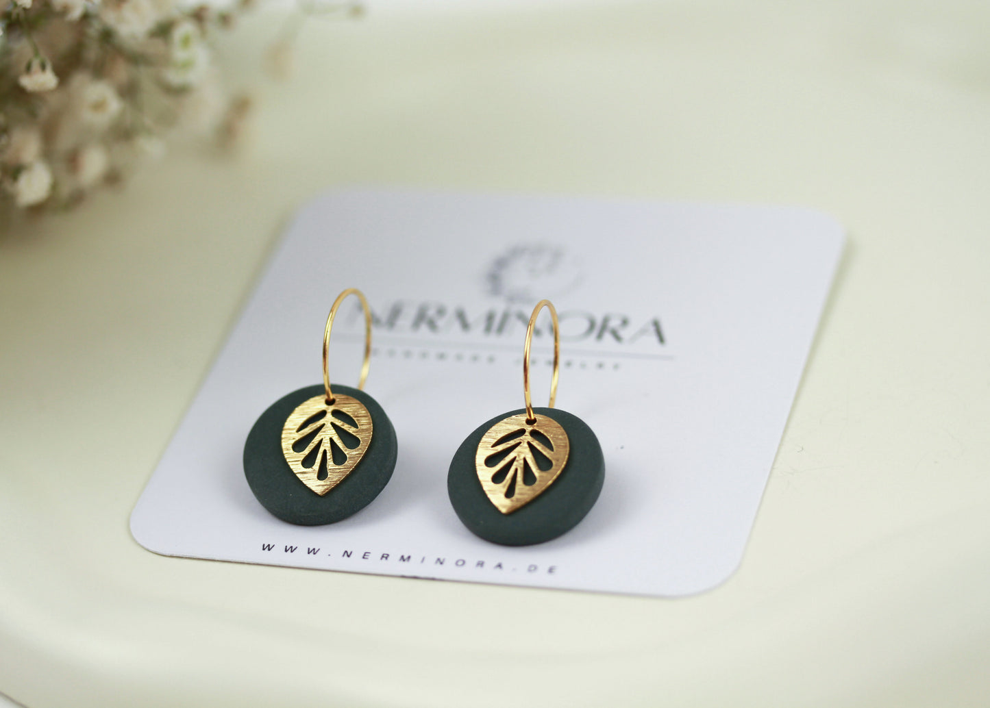 Polymer Clay Ohrringe mit Goldblatt – Statement Ohrringe | Kollektion Marlen