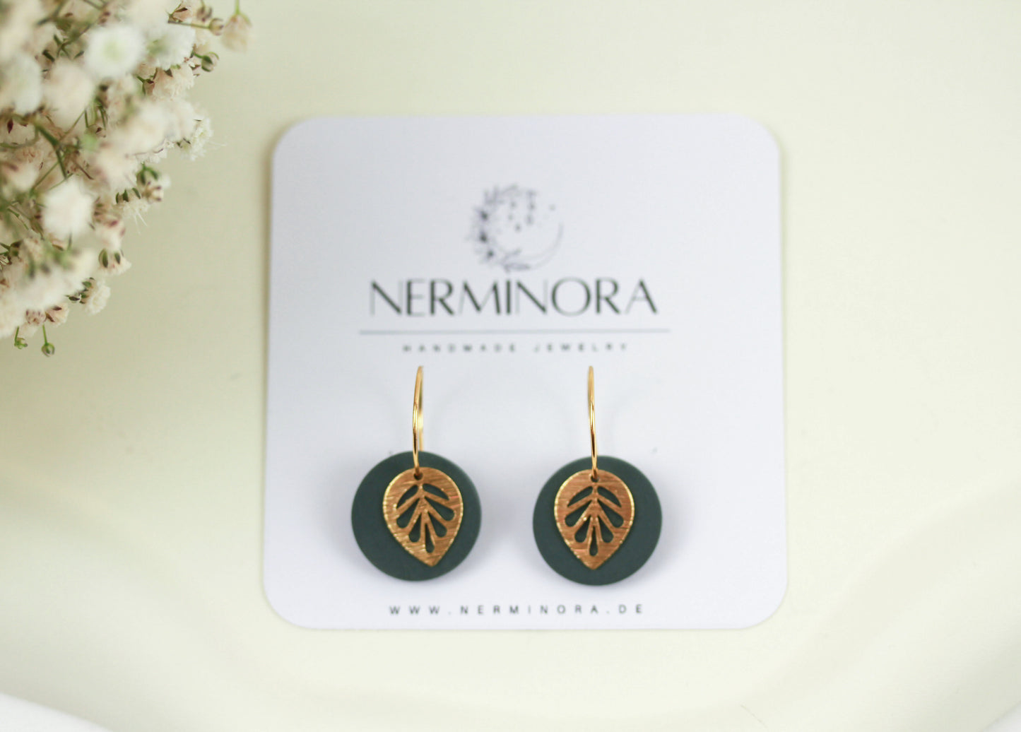 Polymer Clay Ohrringe mit Goldblatt – Statement Ohrringe | Kollektion Marlen