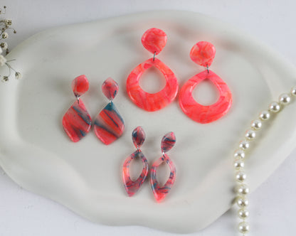 Neon Sommer Statement-Ohrringe – Handgemachte Polymer-Clay-Ohrringe