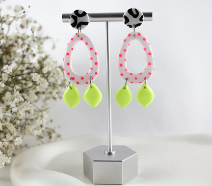 Point Neon – Handgefertigte auffällige Polymer Clay Statement Ohrringe