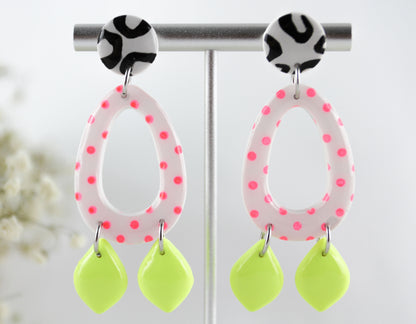 Point Neon – Handgefertigte auffällige Polymer Clay Statement Ohrringe