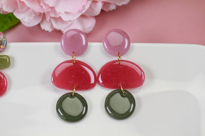 Berry Olive Color Block – Ohrringe