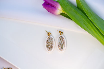 Ohrringe – Oval Marble – Ivory Mocha Collection