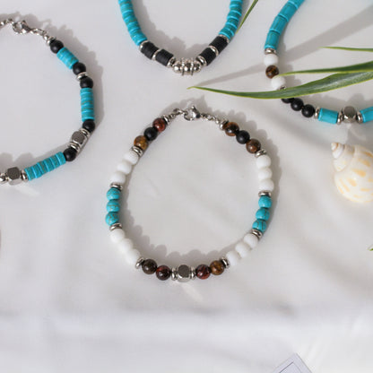 Orion Terra – Herrenarmband mit Natursteinperlen in Braun und Weiß
