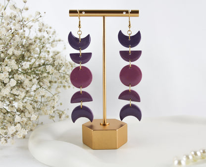 Lila Mond Ohrringe – Celestial Polymer Clay Statement Ohrringe | Handgemacht