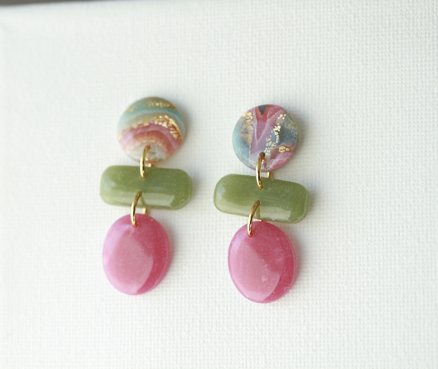 Little Rose Gilded Marble Dangles