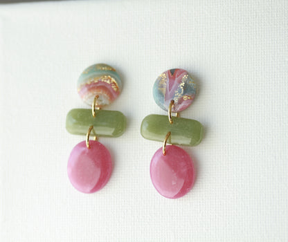 Little Rose Gilded Marble Dangles