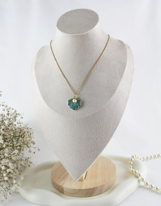 Shell Polymer Clay Earrings and Necklace