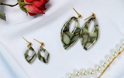 Sage Marble Leaf Maxi – Ohrringe