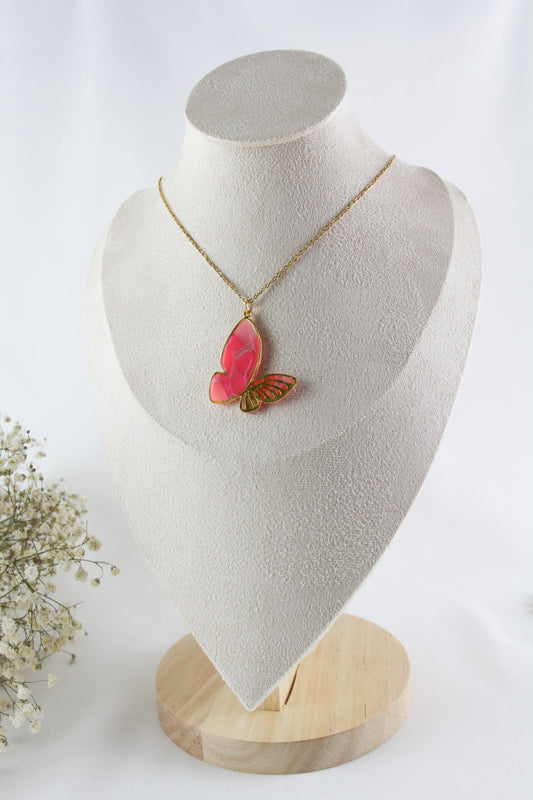 Schmetterling Polymer Clay Ohrringe Halskette in goldener Fassung