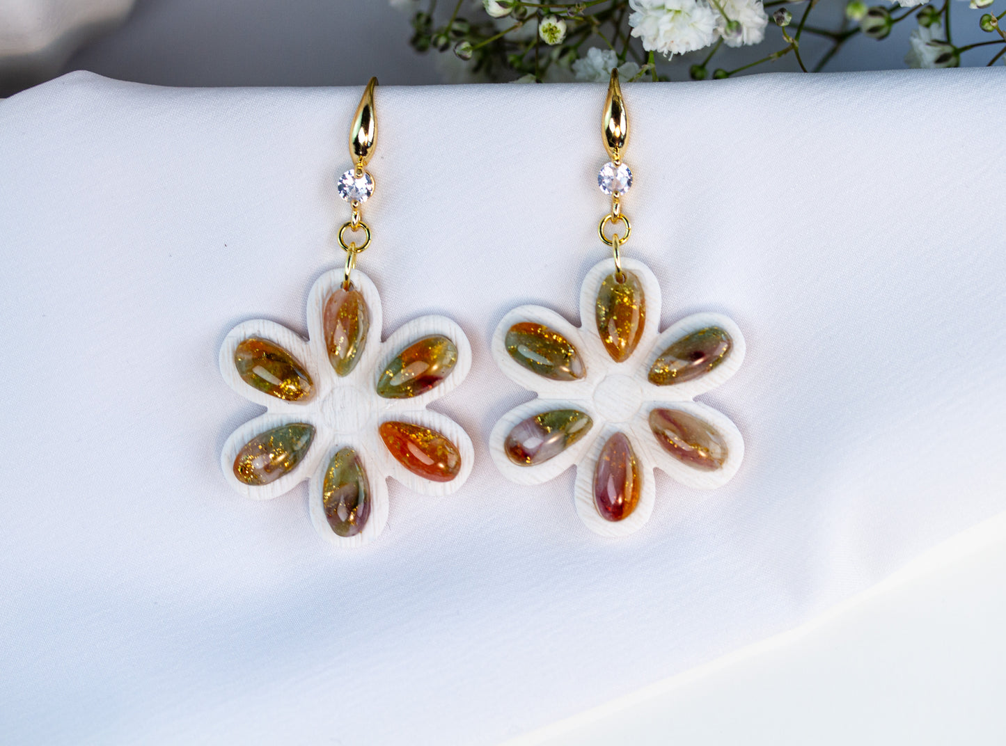 Ohrringe – Daisy Flower – Amber Bloom Collection