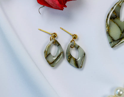 Sage Marble Leaf Mini – Ohrringe