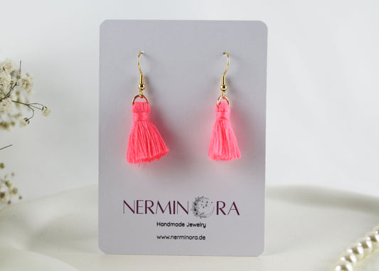 Neon Pink Quasten Sommer Ohrringe