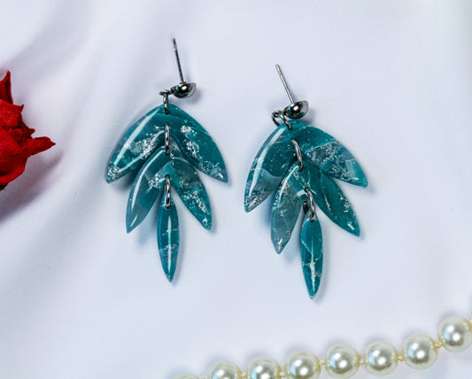 Emerald Silver Marble – Ohrringe