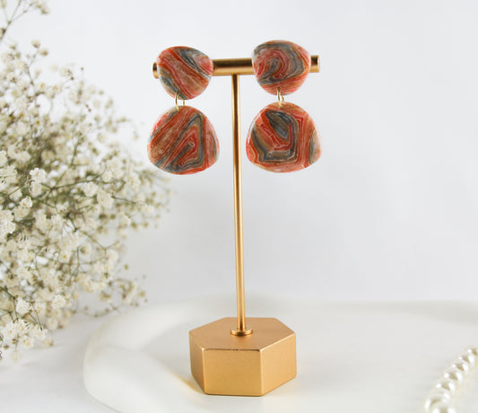 Rot Orange Blaue natursteininspiriert Polymer Clay Ohrringe