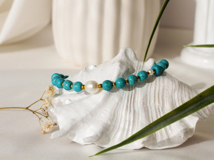 Leucothea Pearl – Türkises Armband mit Süßwasserperle