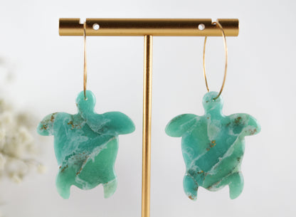 Maritime Türkise Sommer Ohrringe – Handgefertigte Polymer Clay Ohrringe im Meeresstil