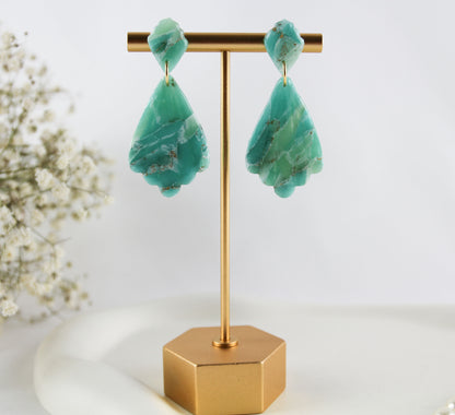 Maritime Türkise Sommer Ohrringe – Handgefertigte Polymer Clay Ohrringe im Meeresstil