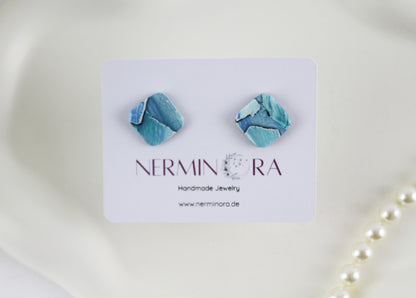 Meeres Brise Blau-Weiß – Handgefertigte Polymer Clay Statement Ohrringe | Sommerkollektion