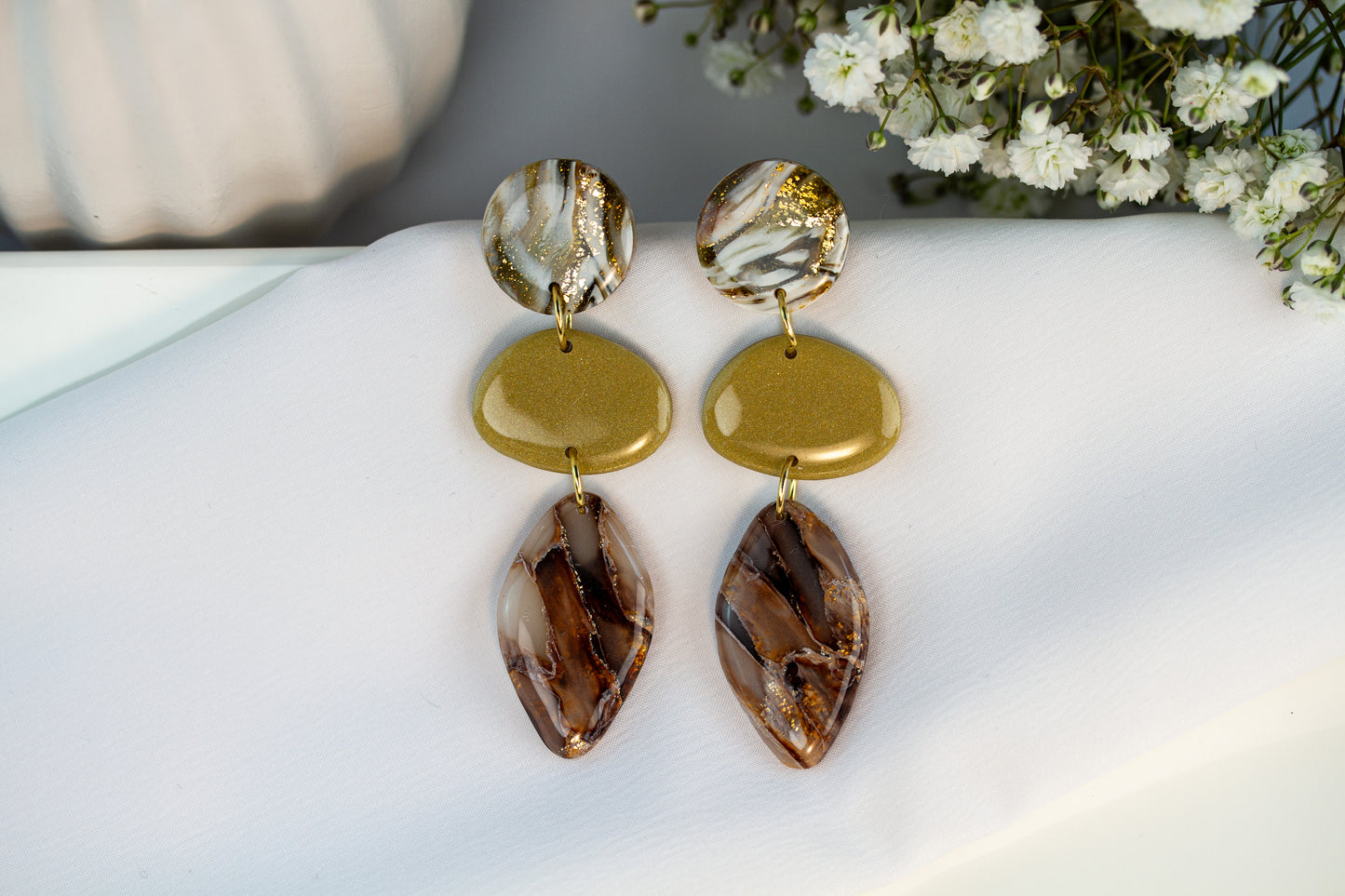 Statement Ohrringe – Leaf – Ivory Mocha Collection