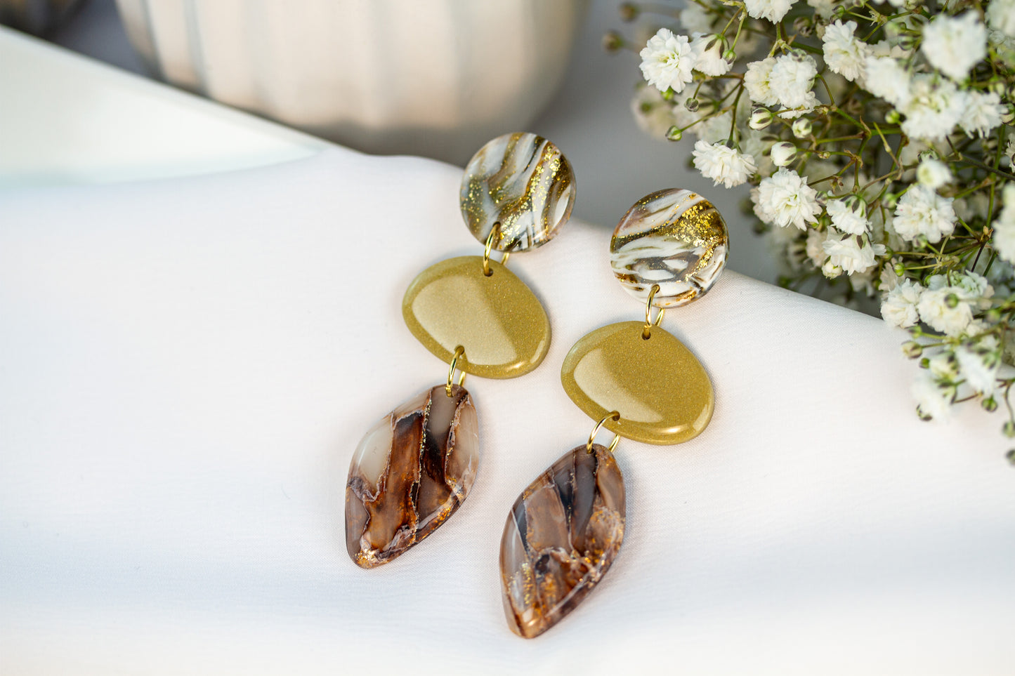 Statement Ohrringe – Leaf – Ivory Mocha Collection