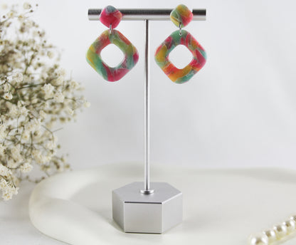 Bunte Marmor Ohrringe & Ohrstecker – Handgemachte Polymer Clay Statement Ohrringe