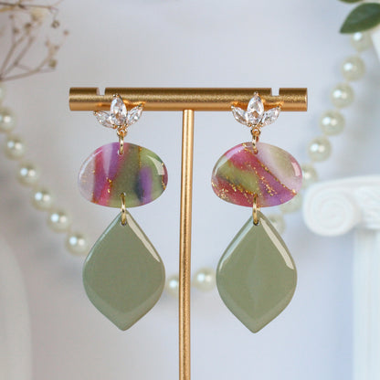 Secret Garden Leaf – Blattform-Ohrhänger mit Marmor-Struktur