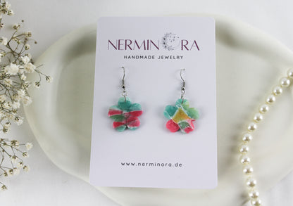 Bunte Marmor Ohrringe & Ohrstecker – Handgemachte Polymer Clay Statement Ohrringe