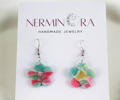 Bunte Marmor Ohrringe & Ohrstecker – Handgemachte Polymer Clay Statement Ohrringe