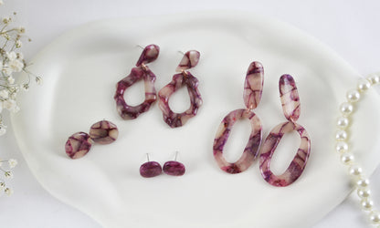 Roségold Marmor Ohrringe – Naturstein-inspirierte Polymer Clay Statement Ohrringe